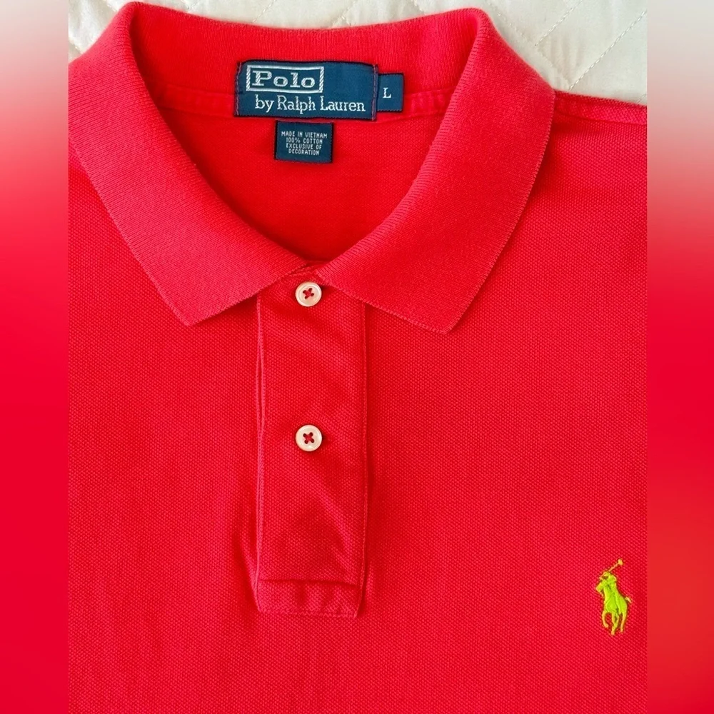 Polo Ralph Lauren men’s Pullover Knit Red Shirt Size L preowned great condition!